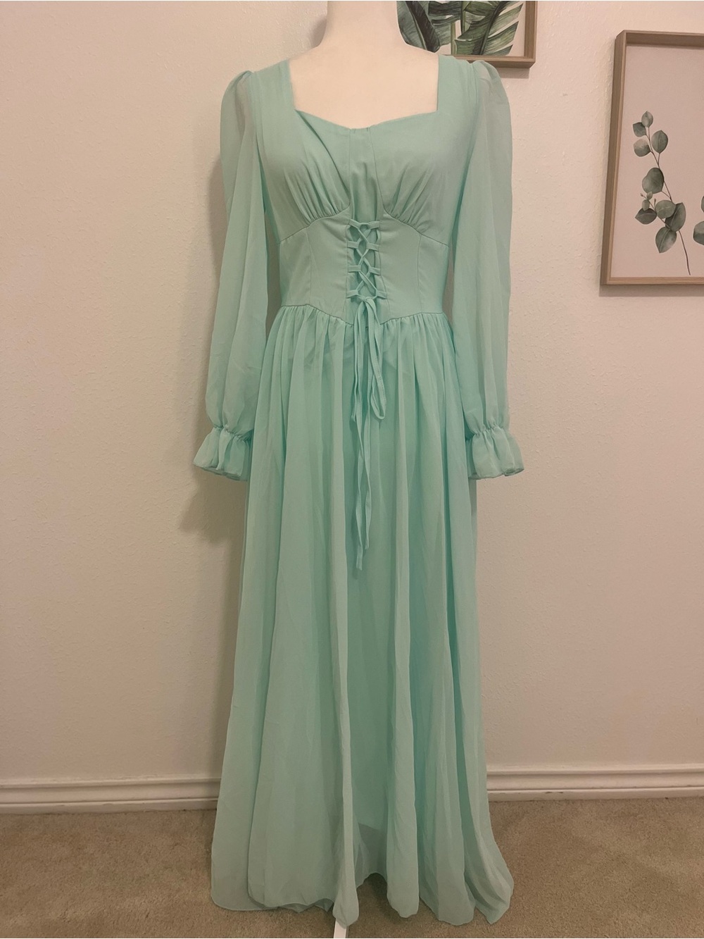 Shein Size XS Sweetheart Neckline Corset Lantern Sleeve